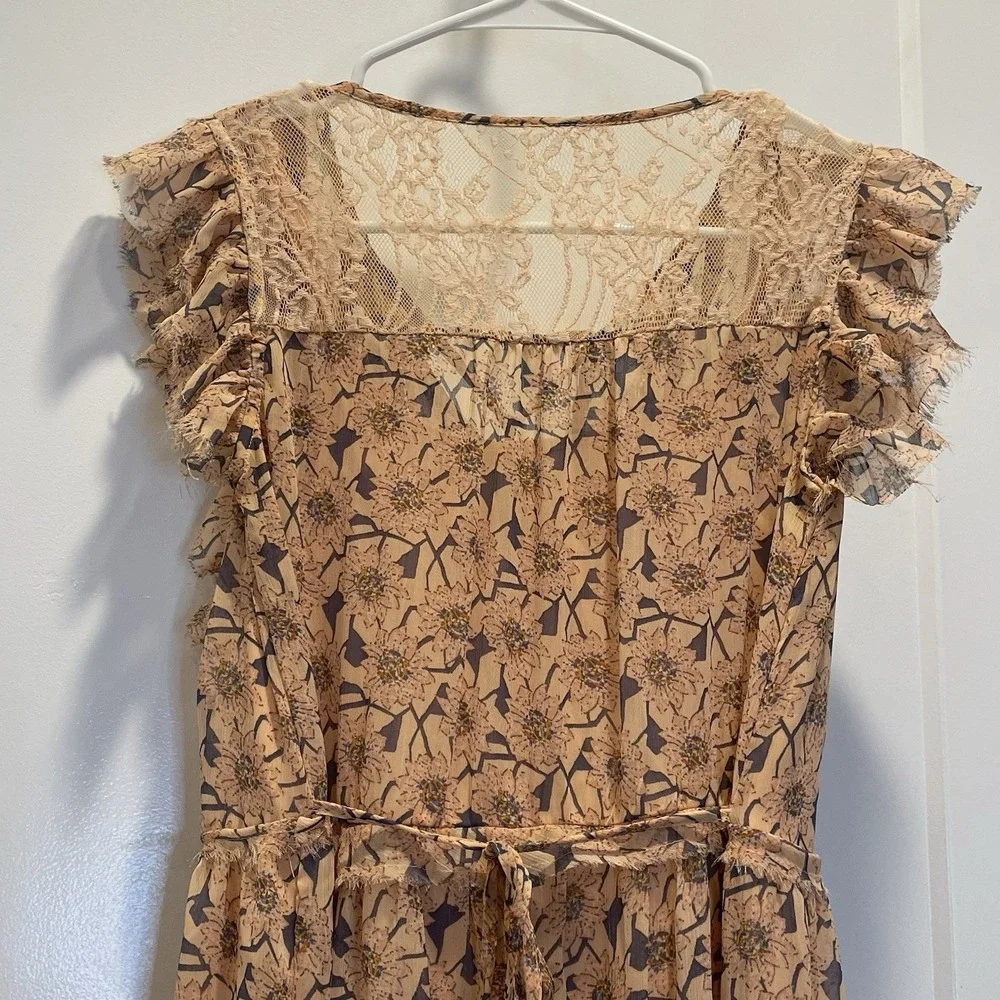 Womens Floral Dress Maxi XS Cottagecore Country Romantic Farmcore Ruffles Casual